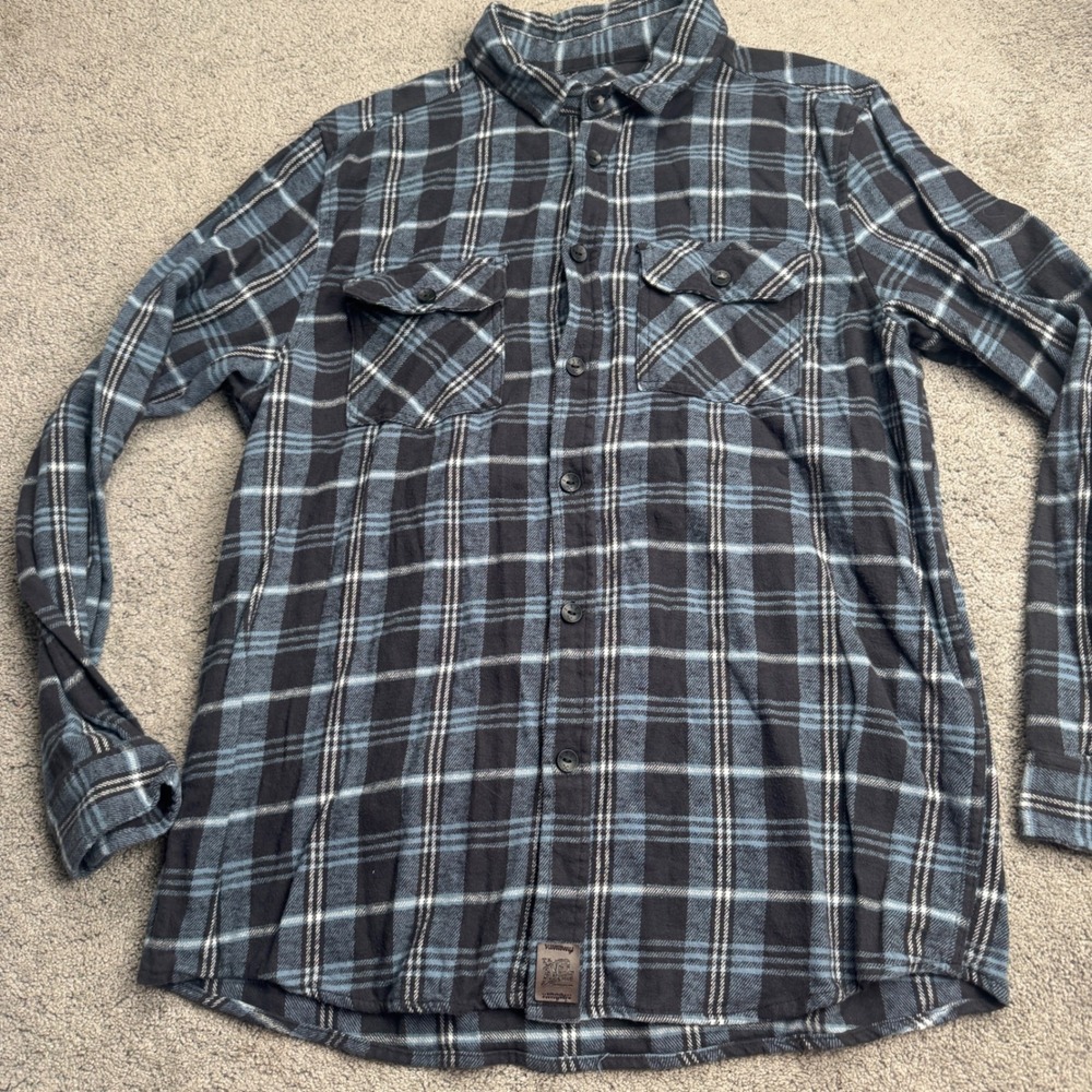 Axel Brand Men's Large Long Sleeve Button Up Blue Flannel